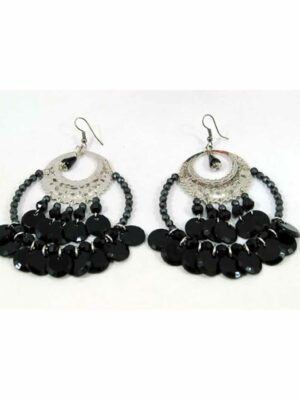 Aro argollas con lentejas negras