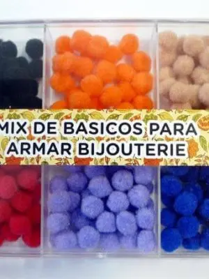 Caja de acrílico con bolitas de fieltro diámetro 10 - Surtido de colores