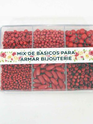 Caja acrílica con maderas - Surtido de formas - ROJAS