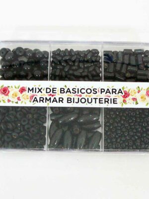 Caja acrílica con maderas - Surtido de formas - NEGRAS