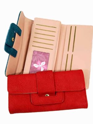 Billetera de símil cuero con tapa - ROJO - DE CALIDAD