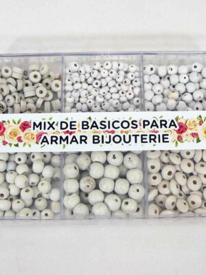 Caja acrílica con maderas - Surtido de formas - BLANCAS