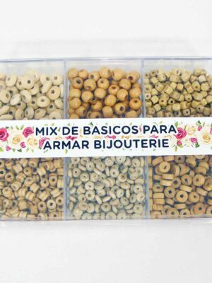 Caja de acrílico con maderas - Surtido de formas - NATURALES