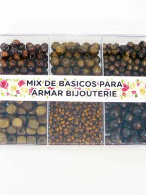 Caja acrílica con maderas - Surtido de formas - CHOCOLATE