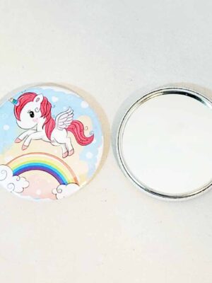 Espejo de cartera diámetro 5,5 cm - UNICORNIO