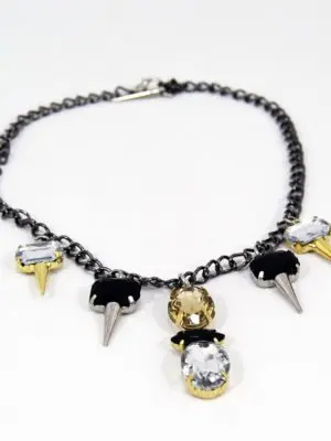 Collar choker de cadena peltre y strass