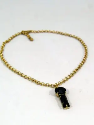 Collar de cadena rolo dorada con strass negro