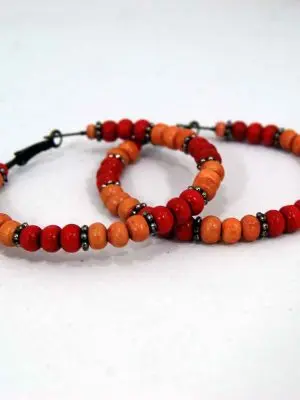 Aros argolla tipo cubana en roja y naranja