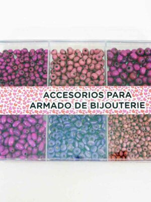 Caja acrílica con maderas VIOLETA - Surtido de formas