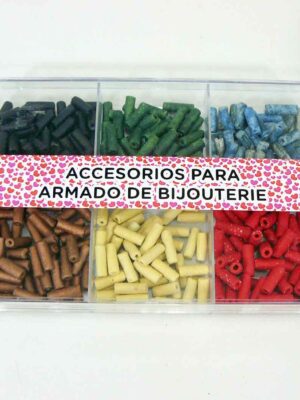 Caja acrílica con cerámicas tubitos 15x5