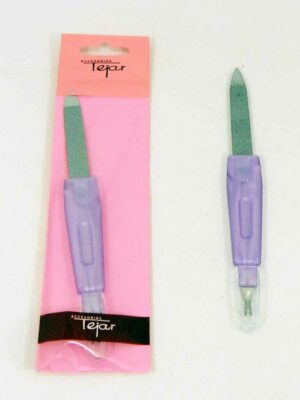 Limas metálica con levanta cutícula - 14 cm