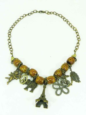 Collar de cadena y dijes colgante bronce - Temporada 2024