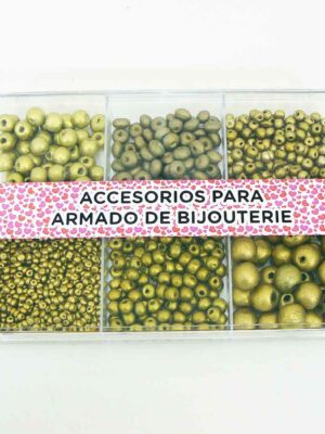 Caja acrílica con maderas - Surtido de formas - DORADO