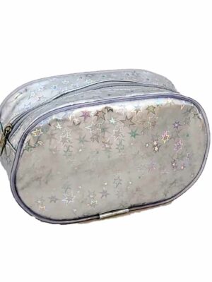 Porta cosméticos ovalado 20x13x7 - PLATEADO ESTRELLAS