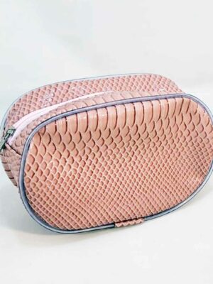 Porta cosméticos ovalado 20x13x7 - ROSA CROCO