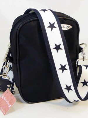 Bandolera de ecocuero - 15x19x7 - Marca SETIEMBRE - Forrada - NEGRA