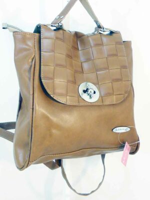 Mochila de cuero sintético 28x24x10 - Marca Septiembre - Forrada - HABANO