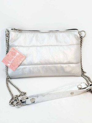 Mini bandolera PUFER - Marca SETIEMBRE - PLATEADA - 20x12 - ULTIMA MODA!!!!!
