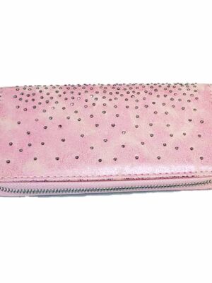 Billetera con mini tachas - DE CALIDAD - ROSA