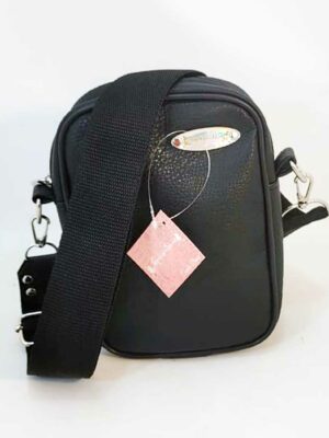 Bandolera de símil cuero - 15x19x7 - Marca SETIEMBRE - Forrada - NEGRA