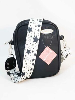 Bandolera de símil cuero - 15x19x7 - Marca SETIEMBRE - Forrada - NEGRA