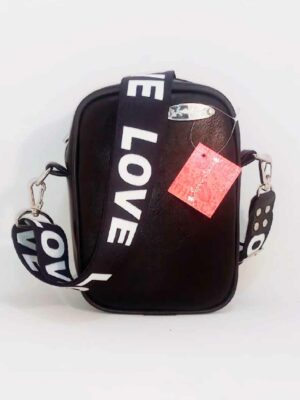 Bandolera de cuero sintético - 20x15x8 - Marca SETIEMBRE - Forrada - NEGRA
