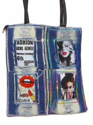 Bolso de jeans con  diseño 34x40 - Forrado
