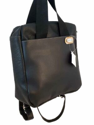 Bolso mochila de cuero sintético 26x26x8 - Marca Septiembre - Forrada - NEGRA