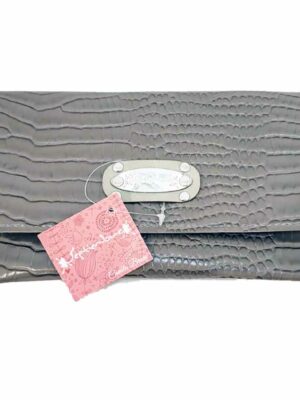 Billetera de cuero sintético - CEMENTO CROCO
