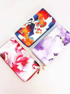 Billetera de calidad estampados flores - COLORES SURTIDOS