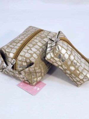 Juego de 2 porta neceser porta cosméticos - DORADO CROCO