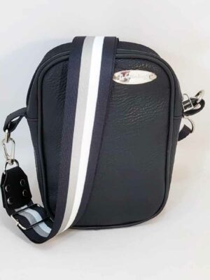 Bandolera de cuero sintetico - 15x19x7 - Marca SETIEMBRE - Forrada - NEGRA