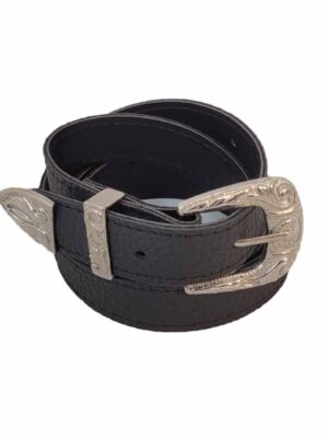 Cinto de símil cuero con puntera - PASO 25 mm - NEGRO - 1,10 metro
