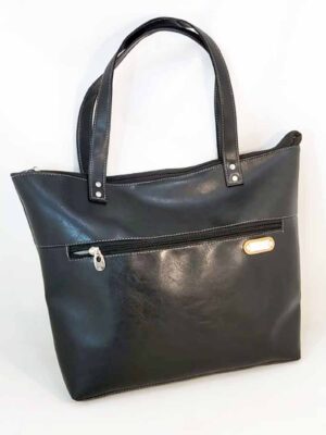 Bolso de cuero sintético 35x30x10 - Marca Septiembre - Forrada - NEGRA