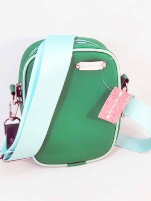 Bandolera de cuero sintético ULTIMA MODA!!!! - 15x19x7 - Marca SETIEMBRE - VERDE MANZANA