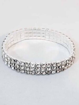 Pulsera de strass 3 vueltas - PLATEADA