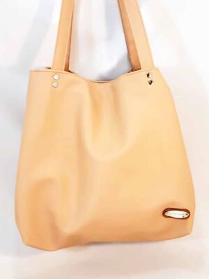 Bolso de cuero sintético 50x32x16 - Marca SETIEMBRE - Forrada - NUDE