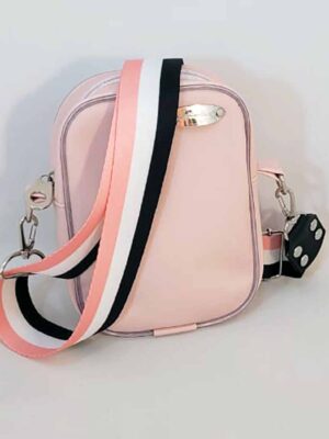 Bandolera de cuero sintetico - 15x19x7 - Marca SETIEMBRE - Forrada - ROSA