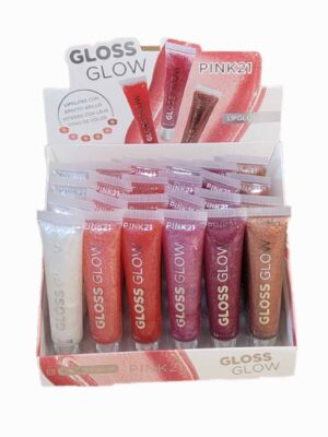 Brillo labial con gliter - Tonos surtidos - MARCA PINK 21 - 6 UNIDADES