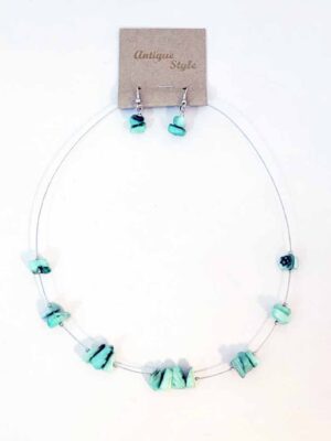 Conjunto de collar y aros de nácar - VERDE AGUA