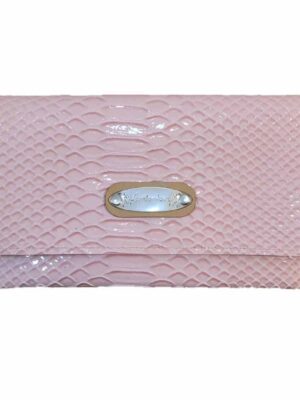 Billetera de cuero sintético - ROSA CROCO