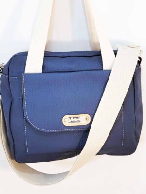 Bandolera bolsito de cuero sintético - 25x18x8 - Marca SETIEMBRE - AZUL