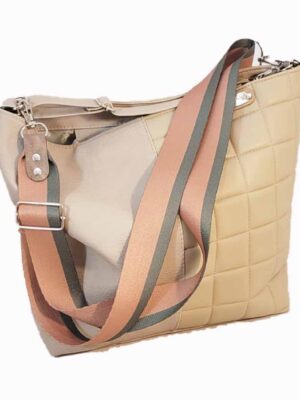 Bolso de cuero sintético 30x30x15 - Marca SETIEMBRE - Forrada - ARENA