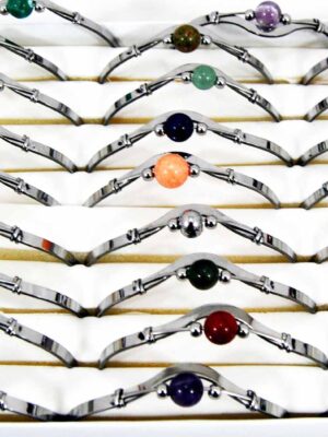 Pulsera esclavas de acero quirúrgico con piedra natural
