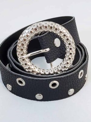 Cinto de símil cuero - PASO 30 mm - NEGRO - 1,10 metro