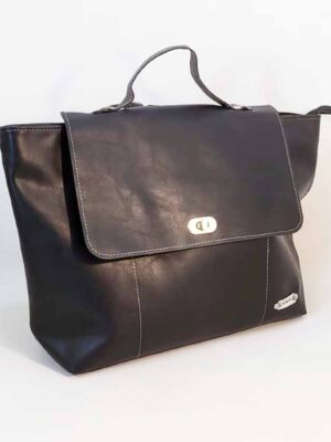 Mochila de cuero sintético 40x25x10 - Marca Septiembre - Forrada - NEGRO