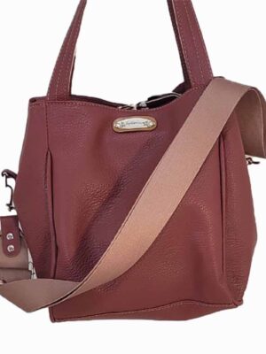 Bandolera cartera de cuero sintético - 25x25x18 - Marca SETIEMBRE - BORRAVINO
