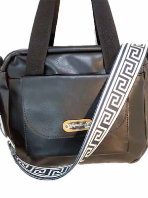 Bandolera bolsito de cuero sintético - 25x18x8 - Marca SETIEMBRE - NEGRO
