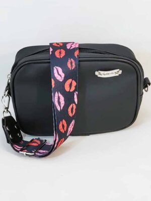 Bandolera de cuero sintético - 20x14x7 - Marca SETIEMBRE - Forrada - NEGRO