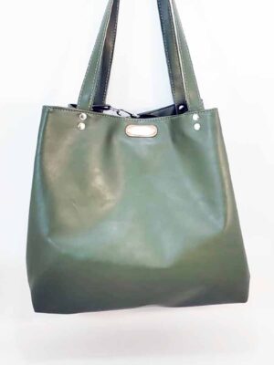 Bolso de cuero sintético 40x30x14 - Marca Septiembre - Forrada - VERDE INGLES